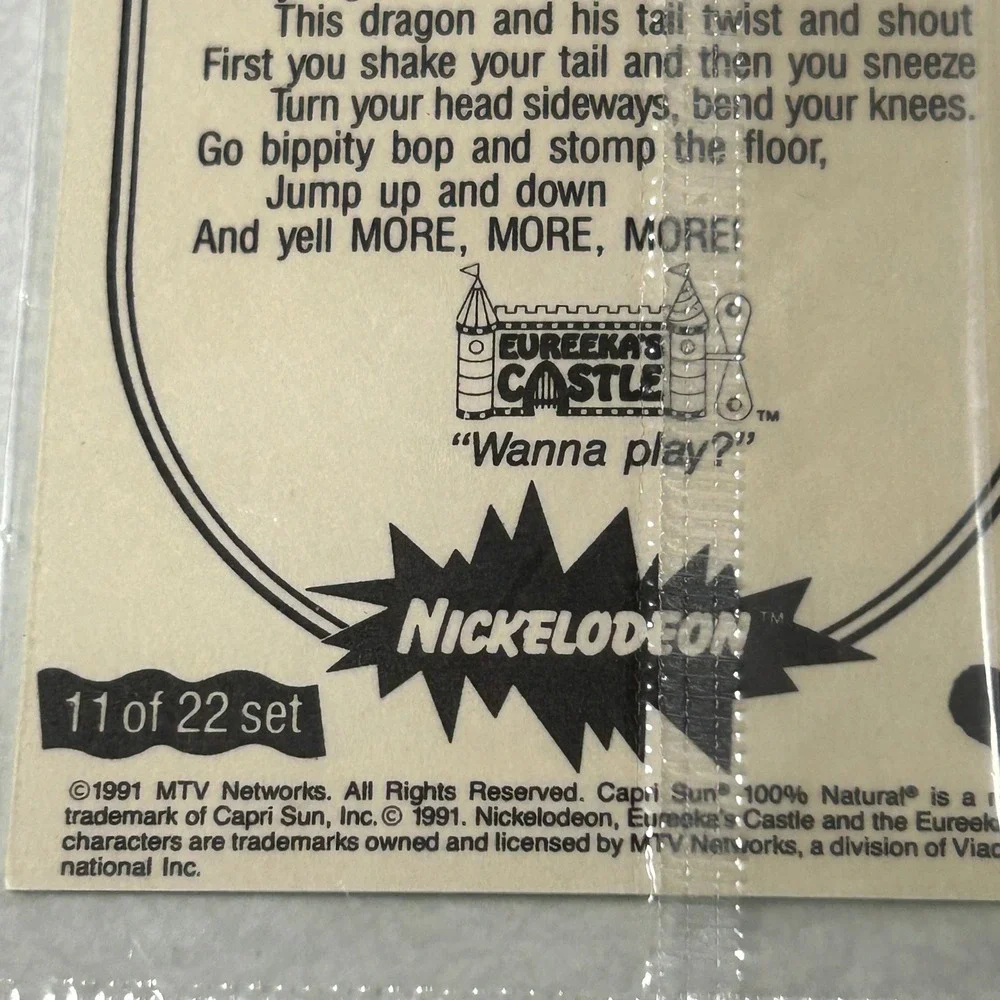 Nickelodeon Inspector Gadget Capri Sun Card Unisex OS Green Excellent 1991 Promo